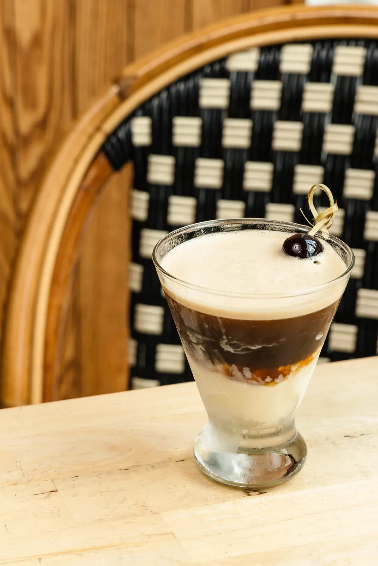 A layered espresso cocktail served at the bar at Rosie's Italian in Cincinnati